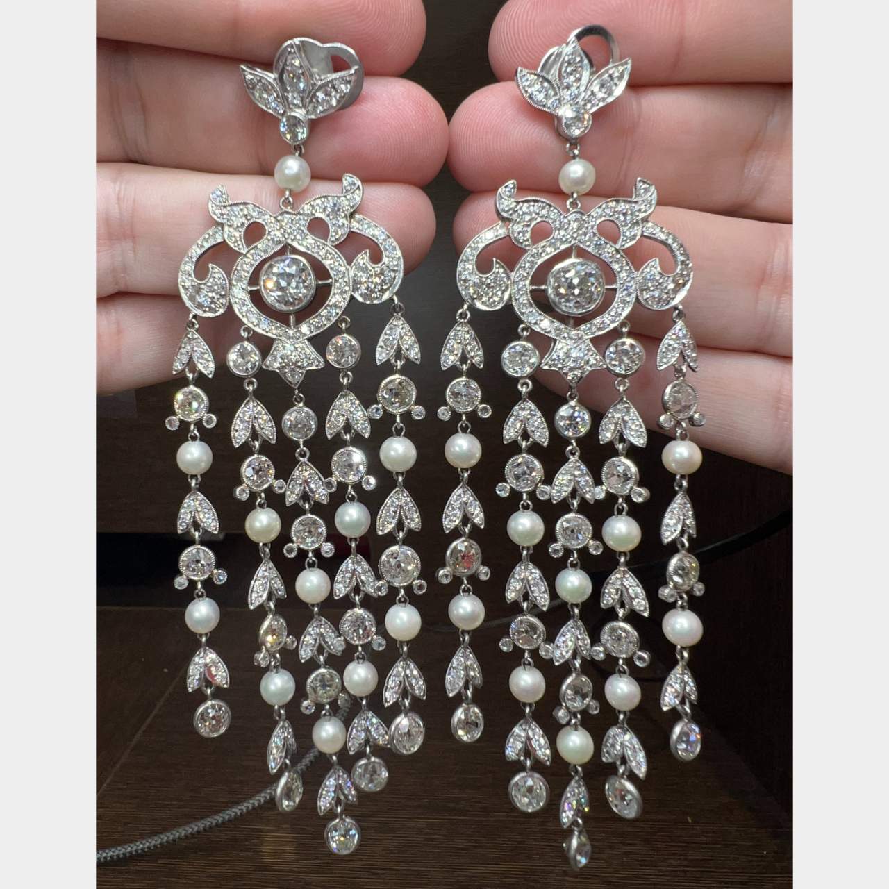 Platinum 28.00 Ct. Diamond Chandelier Earrings
