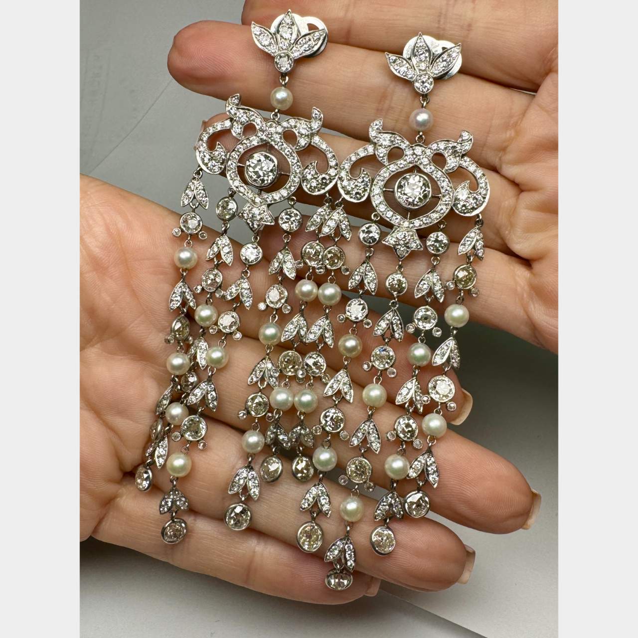 Platinum 28.00 Ct. Diamond Chandelier Earrings