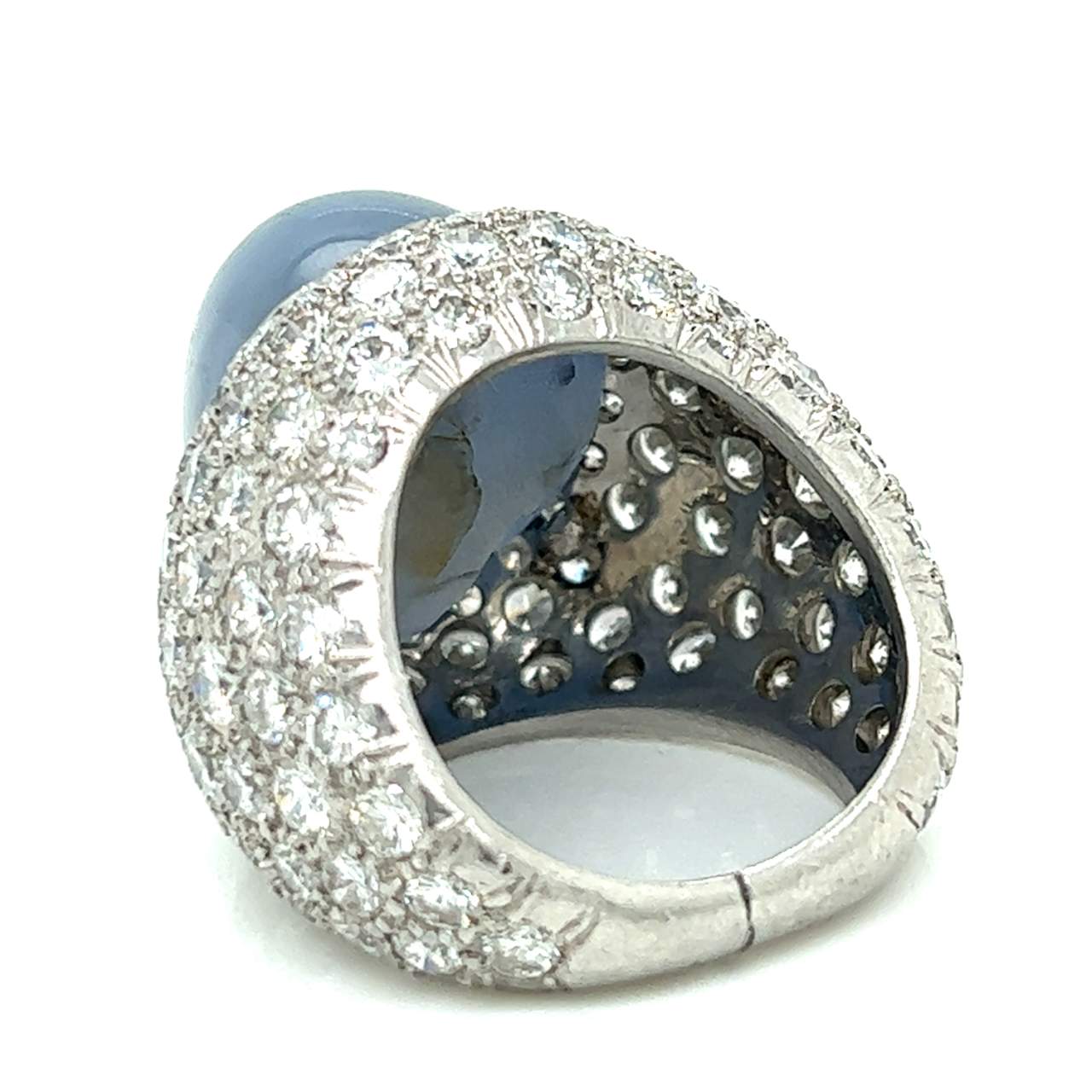 Platinum 40.00 Ct. Star Sapphire & Diamond Ring