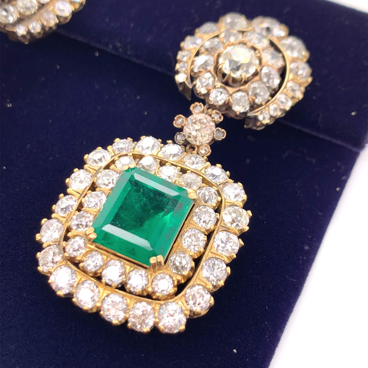 14.67 Ct. GIA Certified Colombian Emerald and Diamond Earrings