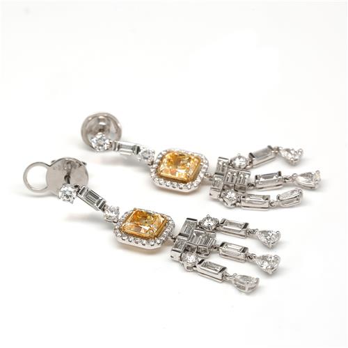 3.17 Ct Fancy Yellow Diamondm Earrings