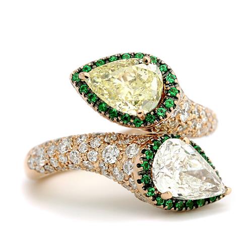 18K Rose Gold GIA Certified Fancy Yellow Diamond Ring