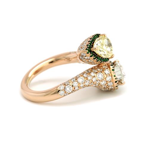 18K Rose Gold GIA Certified Fancy Yellow Diamond Ring