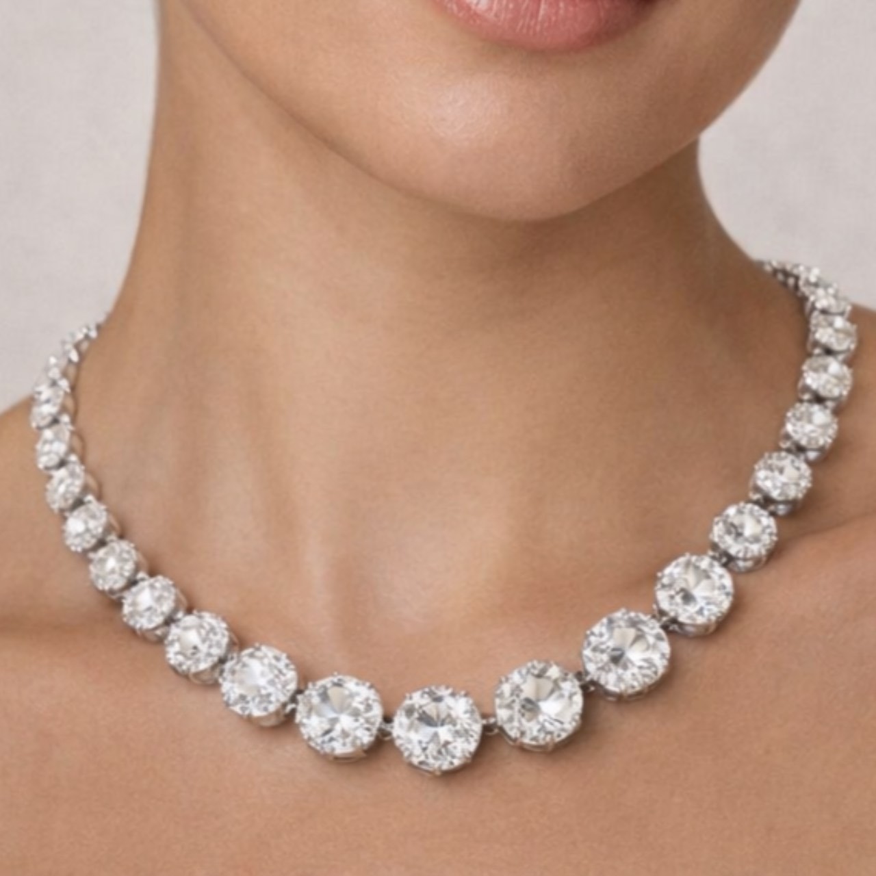 Platinum 45.15 Ct Graduated European-cut Diamond Necklace
