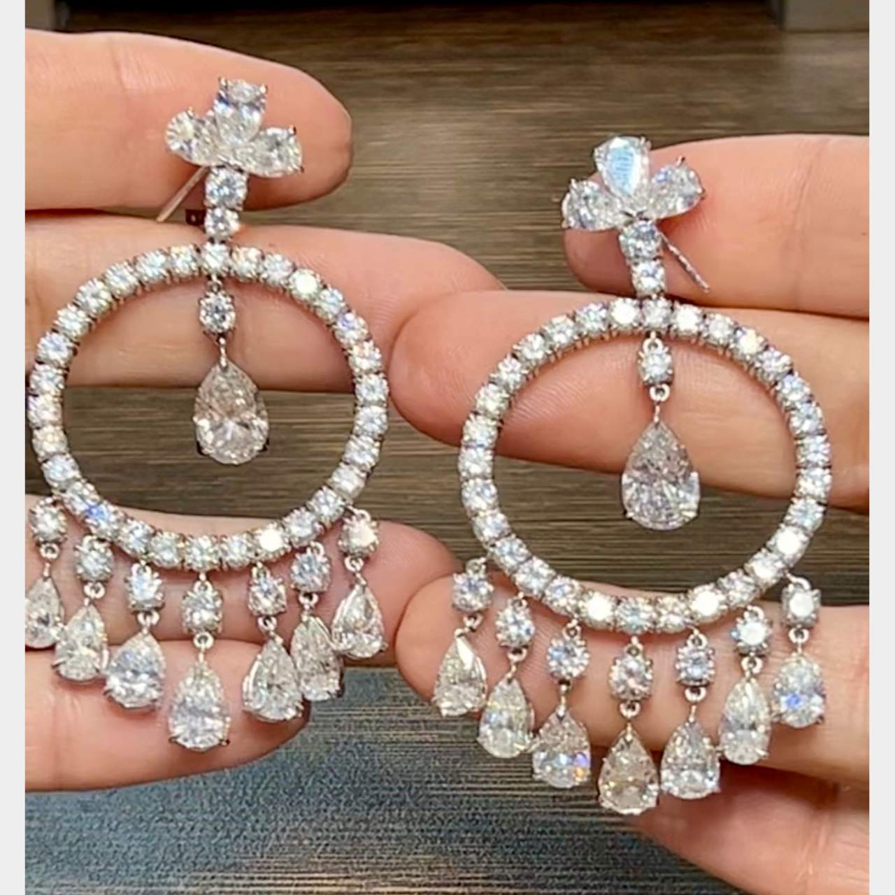 Platinum Diamond Chandelier Earrings