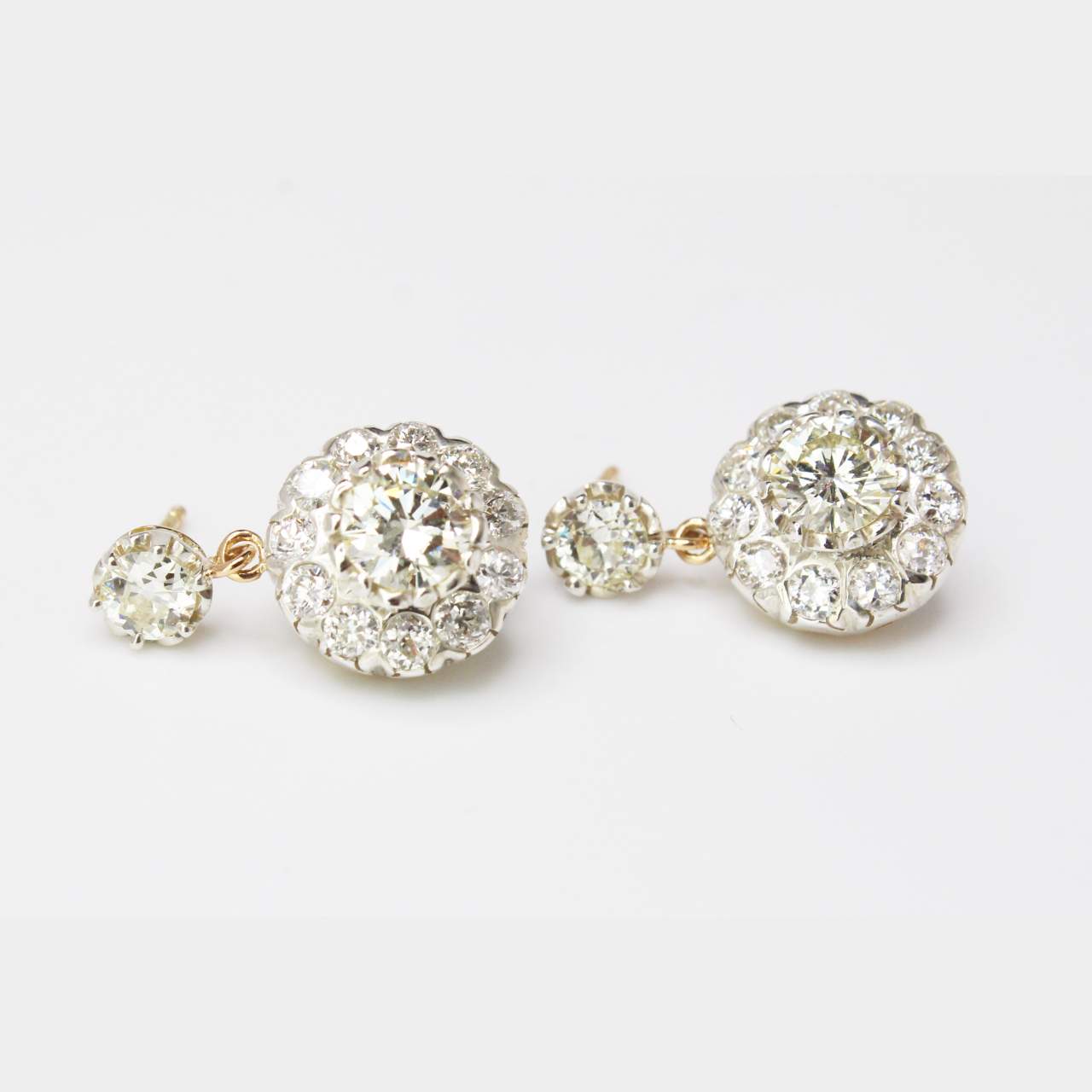 5.90 Ct European Cut Diamond Earrings