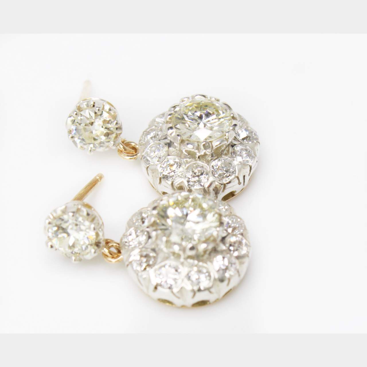 5.90 Ct European Cut Diamond Earrings