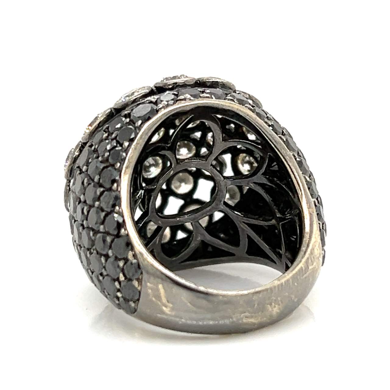 18K Black Gold 14.10 Black & White Diamond Ring