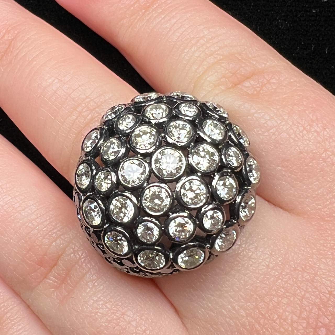 18K Black Gold 14.10 Black & White Diamond Ring