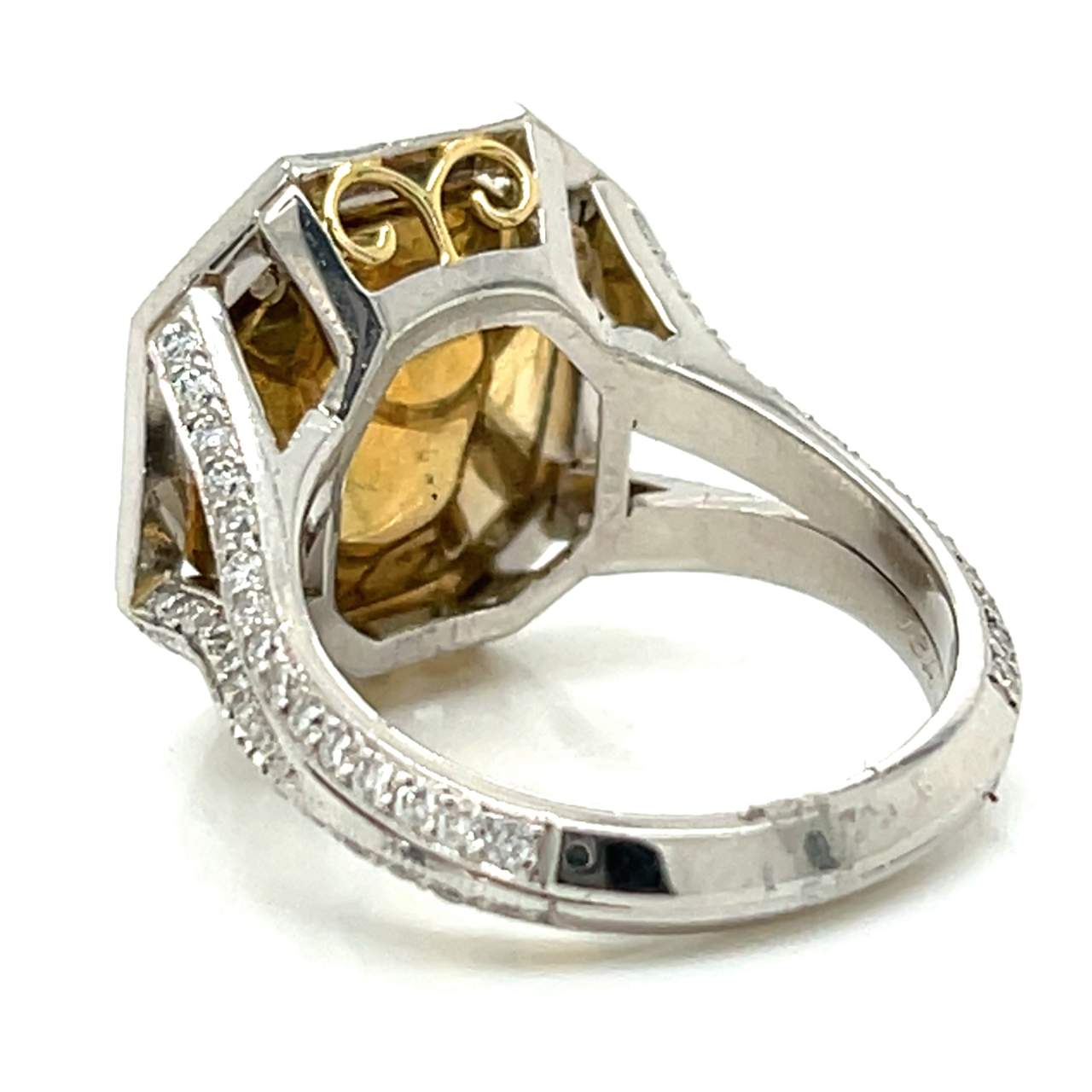 18K Yellow Gold & Platinum GIA Certified 3.43 Ct. Fancy Yellow Diamond Ring