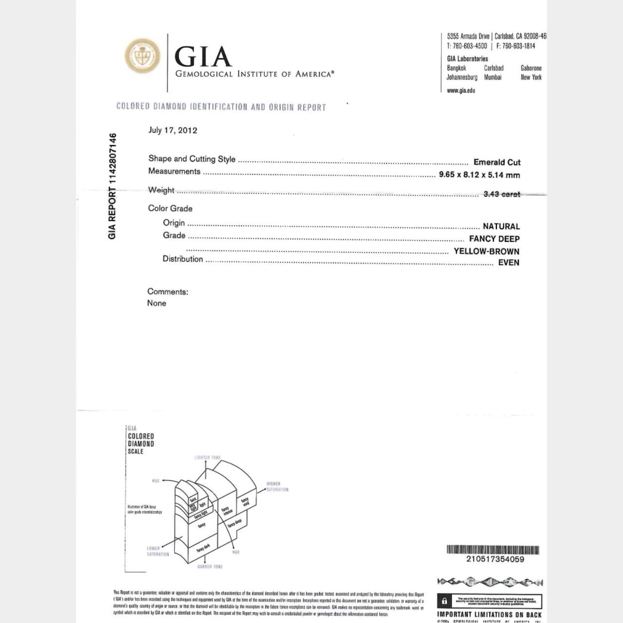 18K Yellow Gold & Platinum GIA Certified 3.43 Ct. Fancy Yellow Diamond Ring