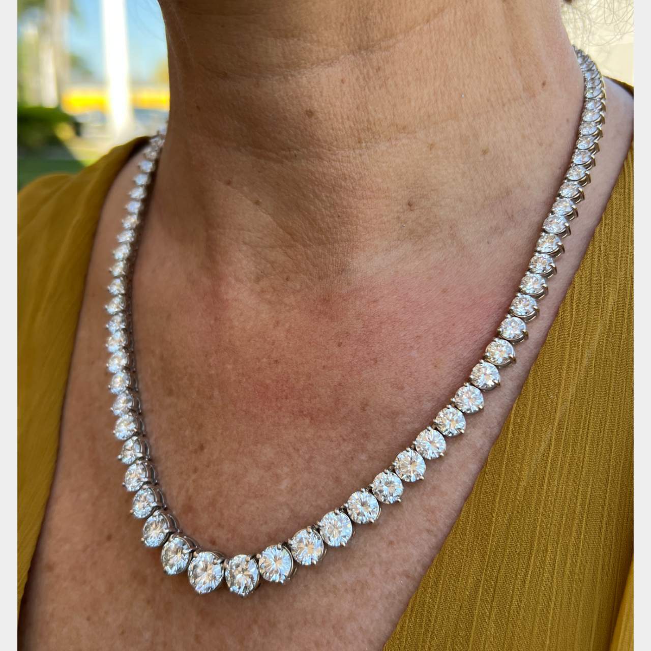 18K White Gold 45.60 Ct. Graduated Diamond Necklace