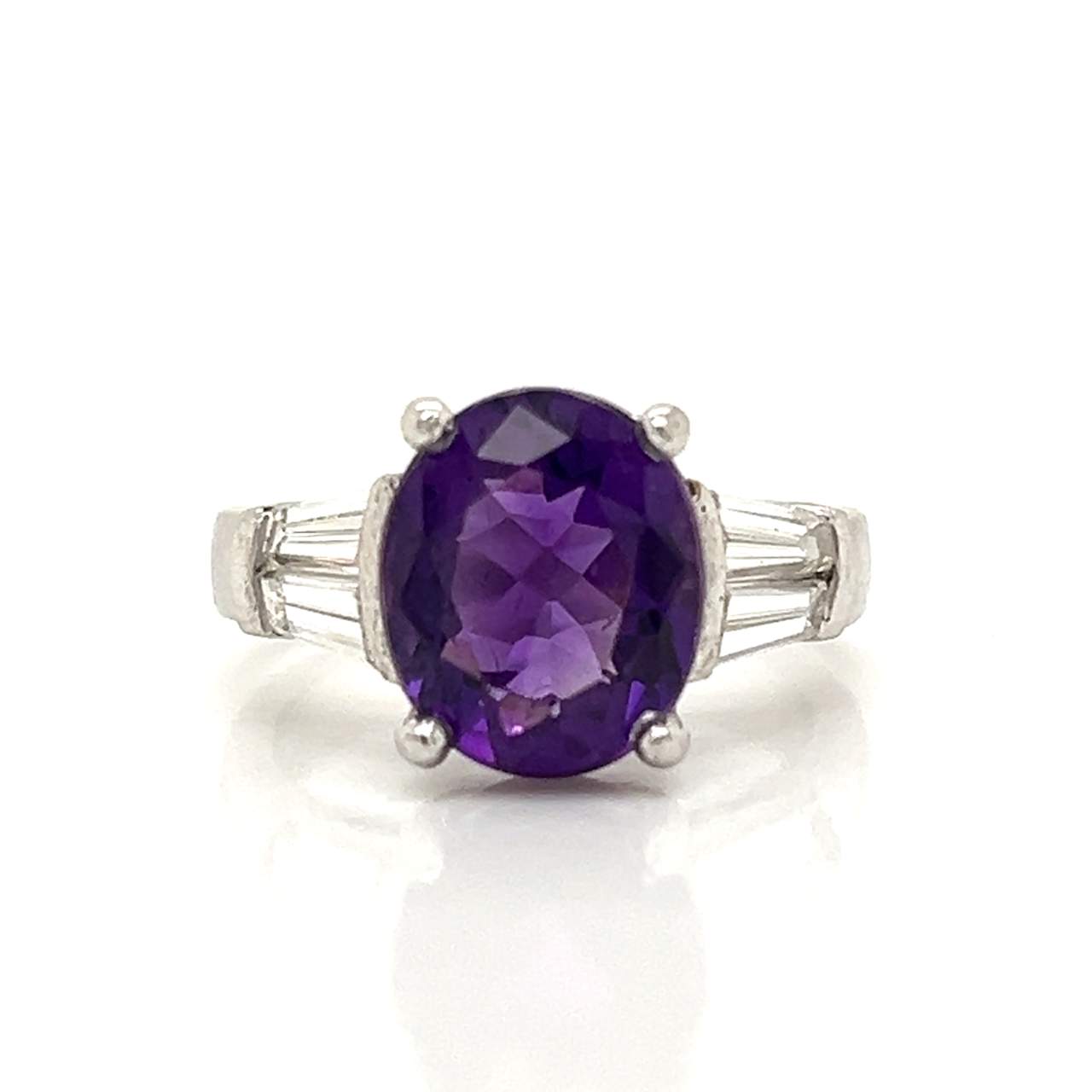 Platinum Amethyst & Diamond Ring