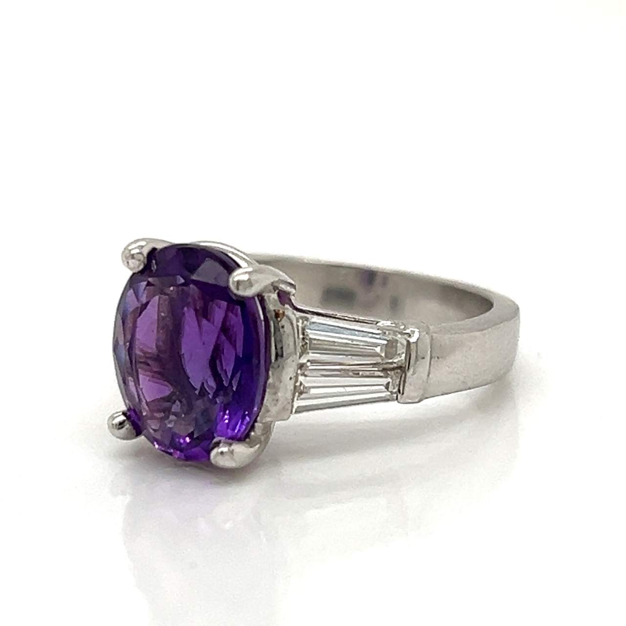 Platinum Amethyst & Diamond Ring
