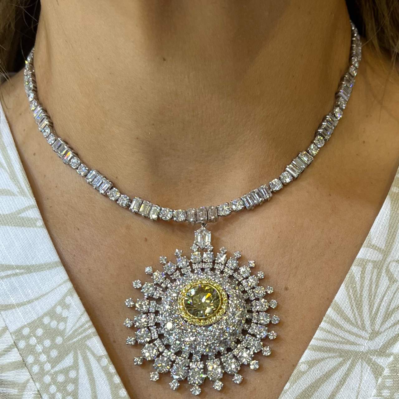 53.62 Ct GIA Certified Fancy Color Diamond Necklace