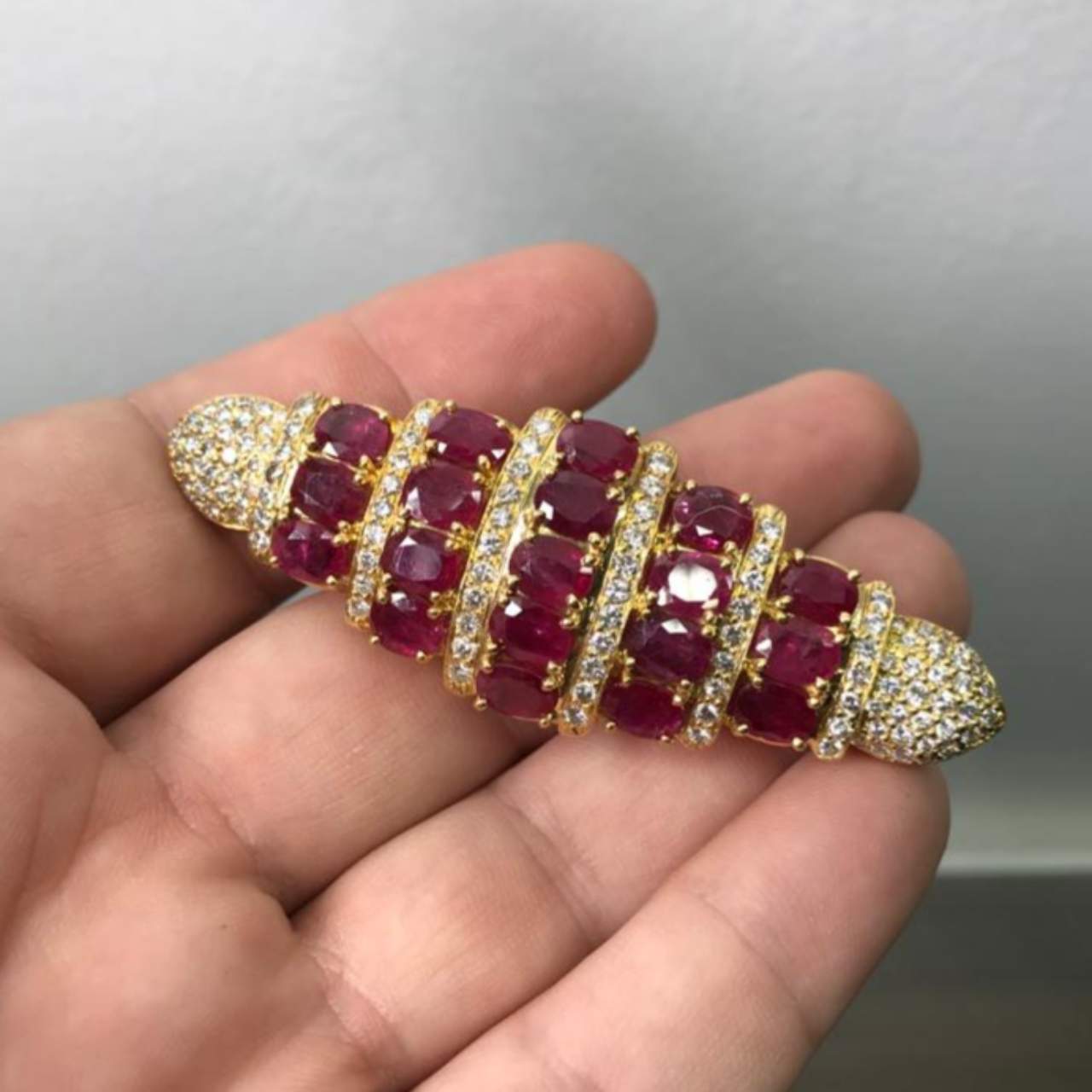 Diamond and Ruby Brooch