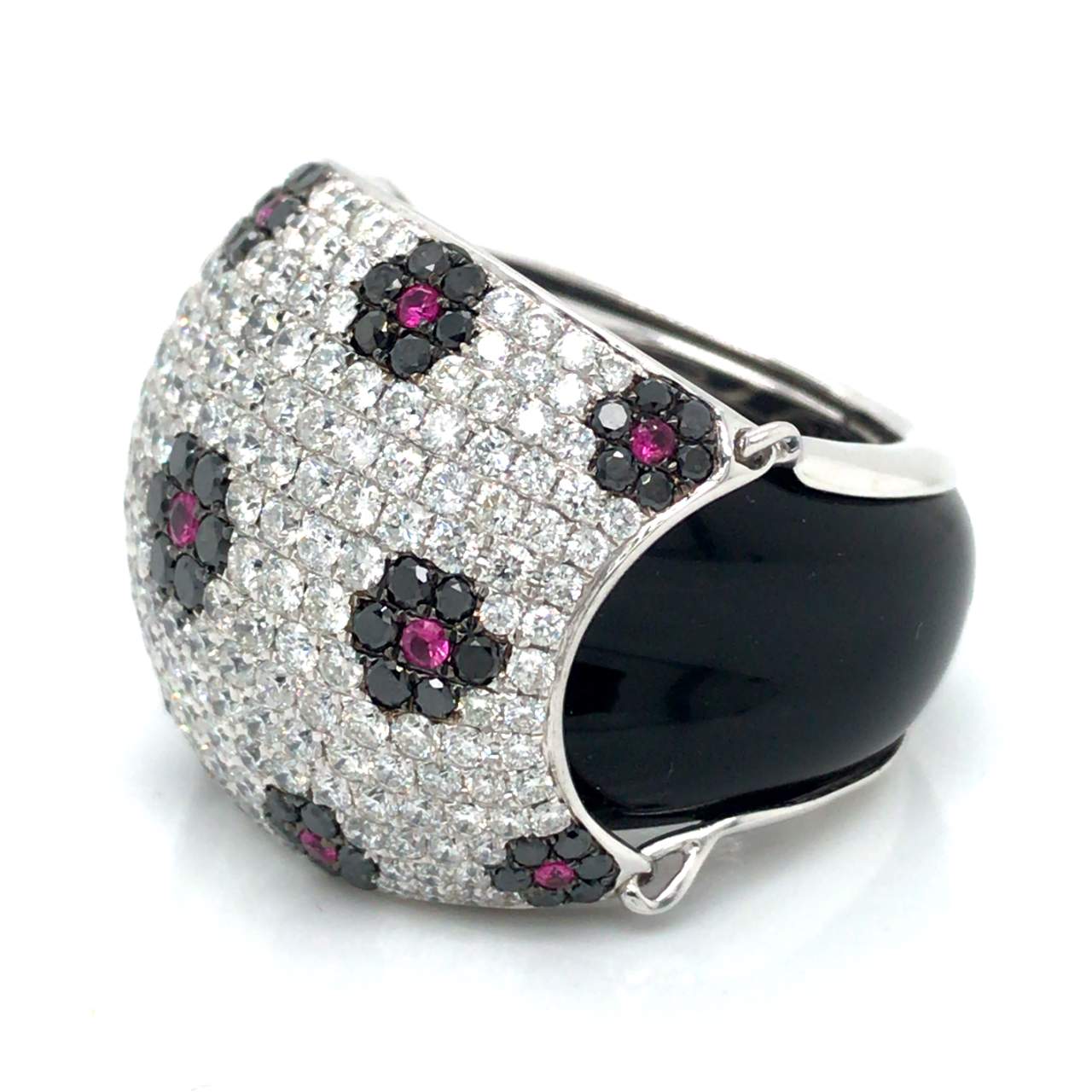18K White Gold Diamond & Pink Sapphire Ring