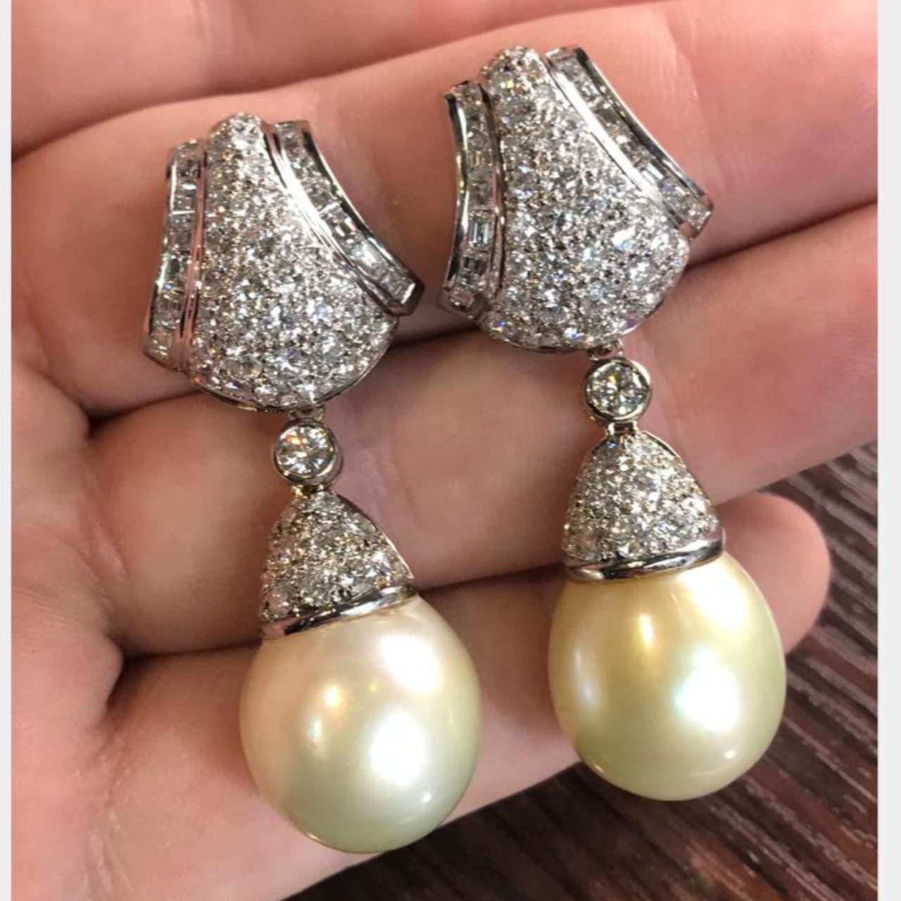 South Sea Pearl & Diamond Earrings