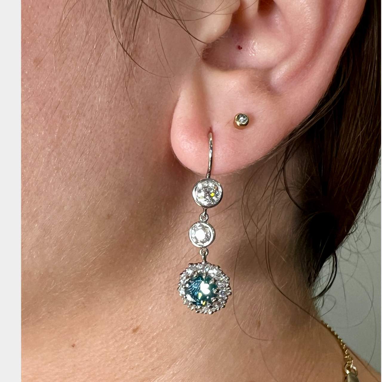 Platinum Irradiated Diamond Earrings