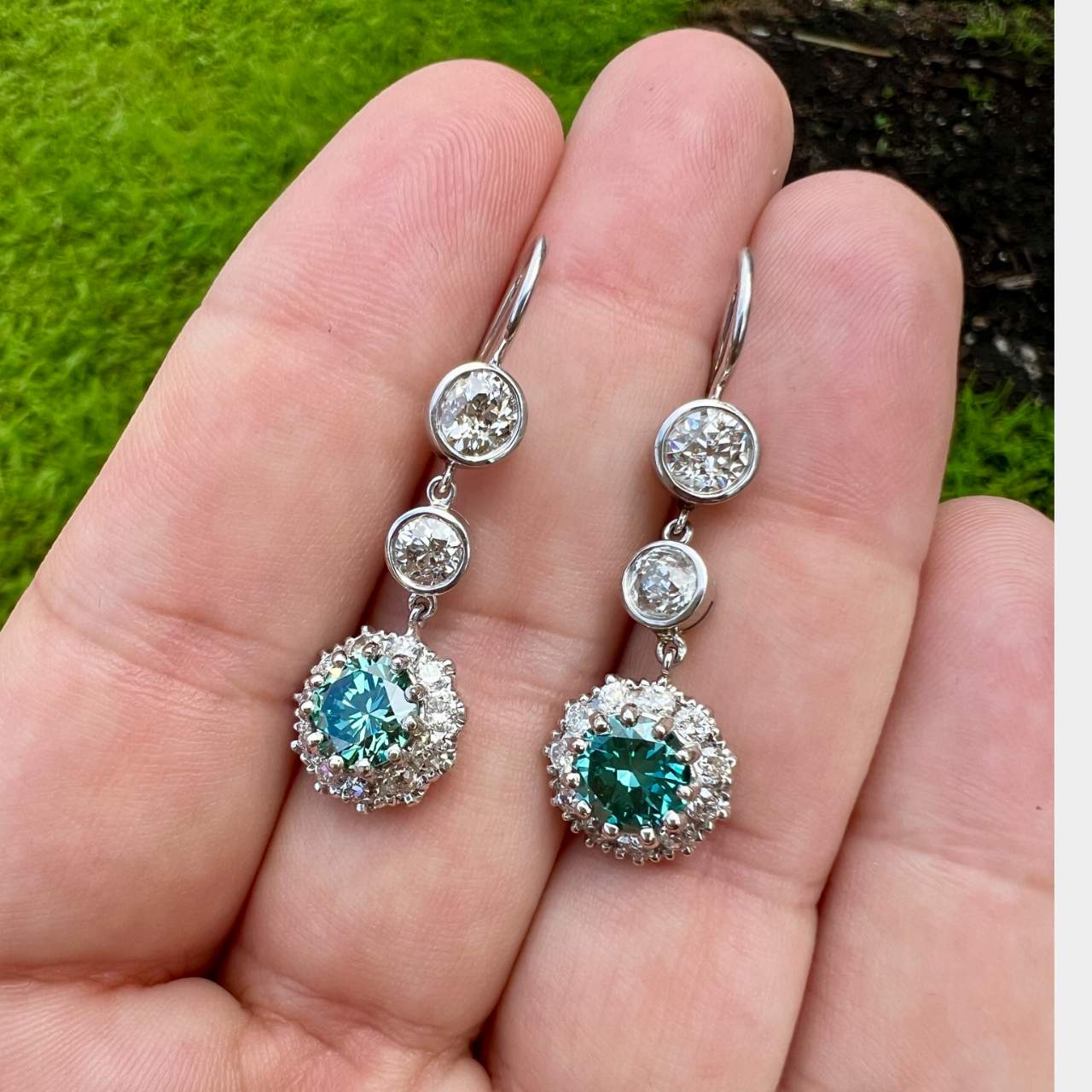 Platinum Irradiated Diamond Earrings