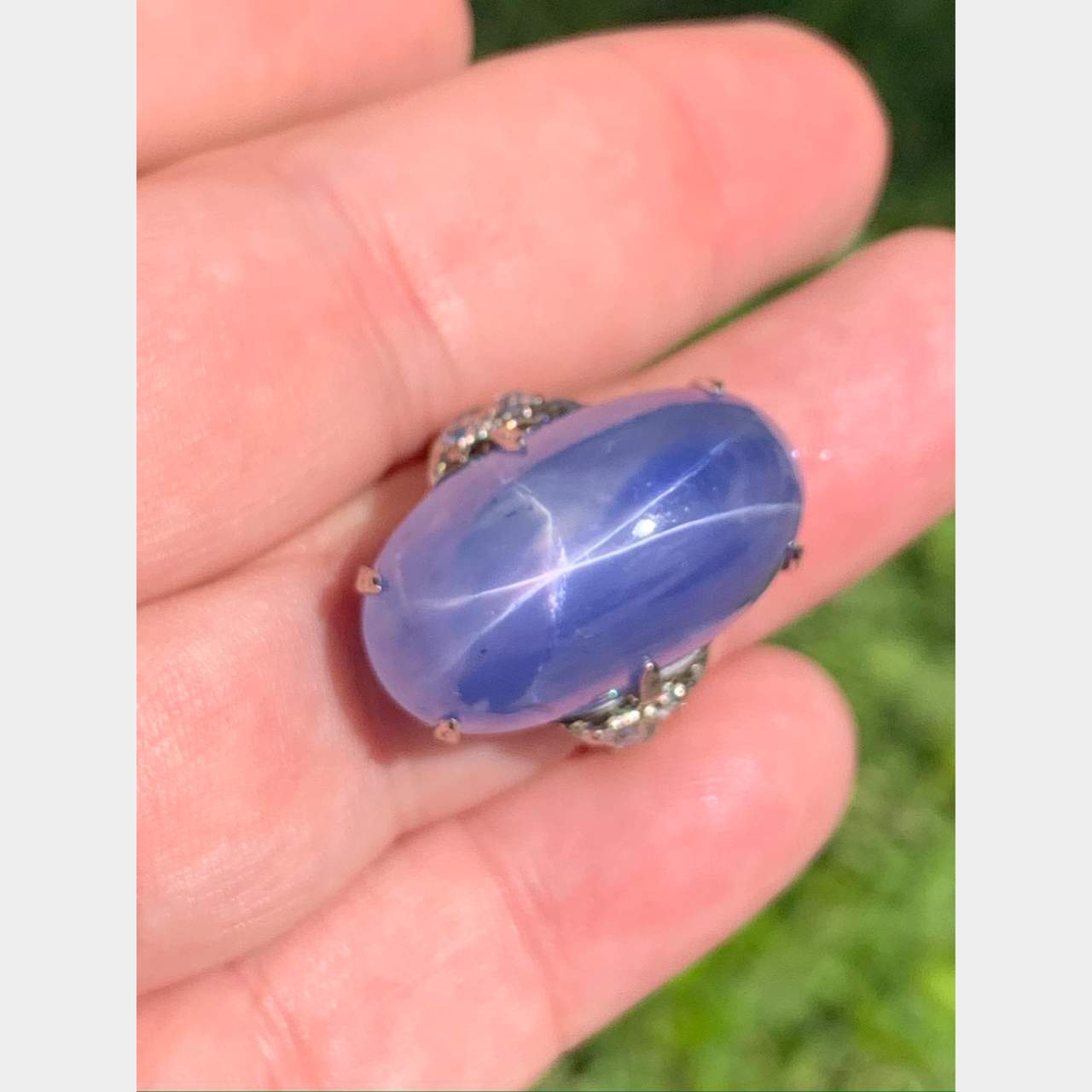 Antique 48.39 Ct. Star Sapphire and Diamond Ring