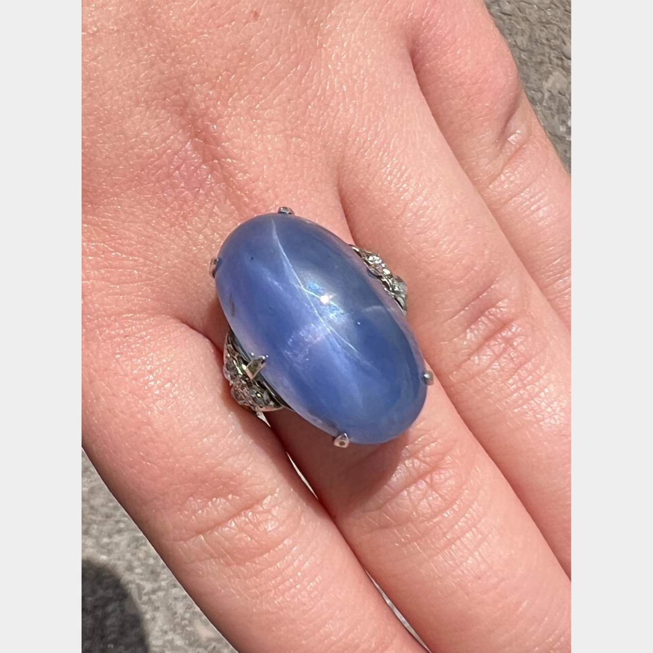 Antique 48.39 Ct. Star Sapphire and Diamond Ring