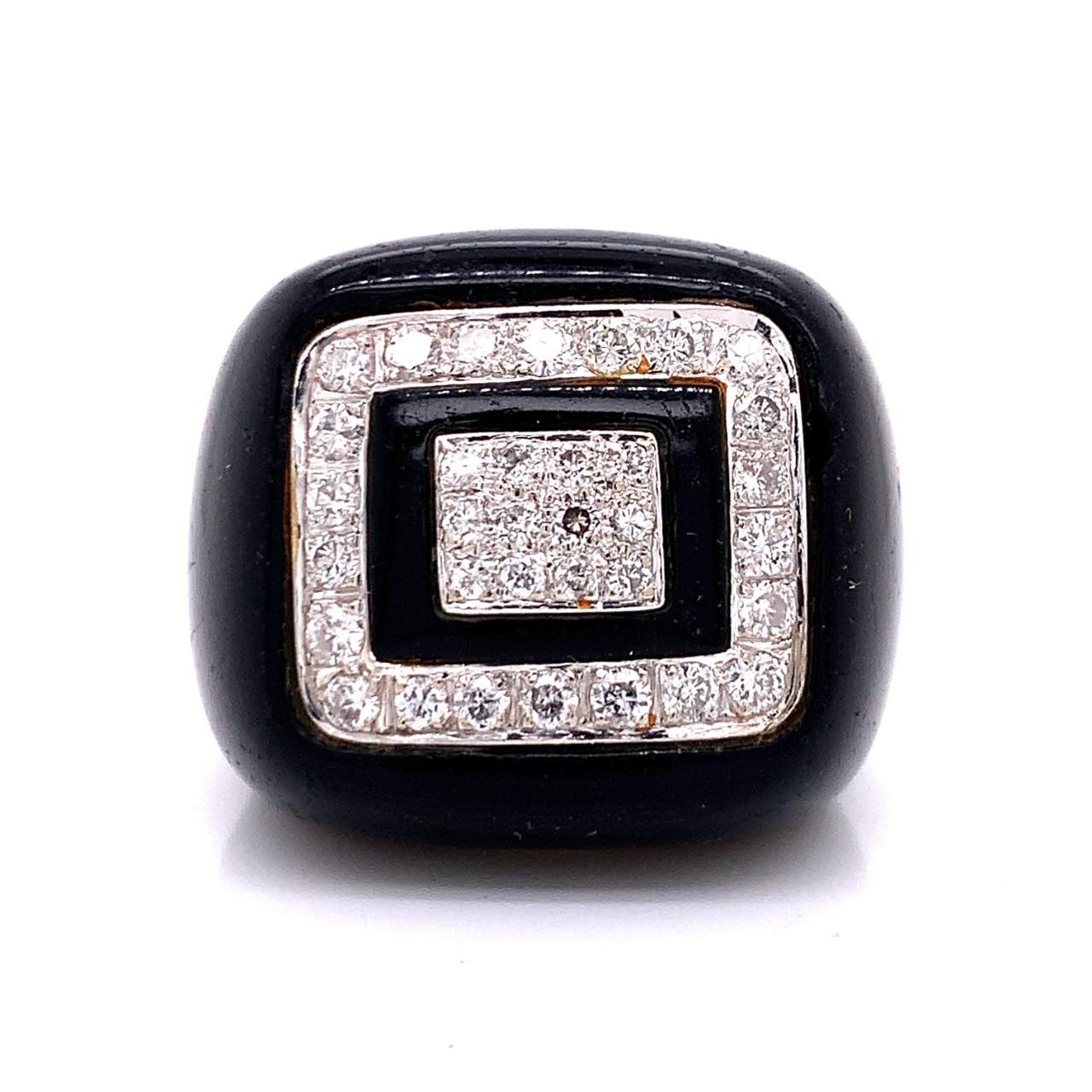 18K Onyx & Diamond Ring