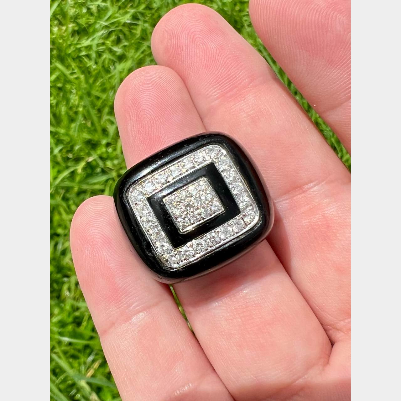 18K Onyx & Diamond Ring