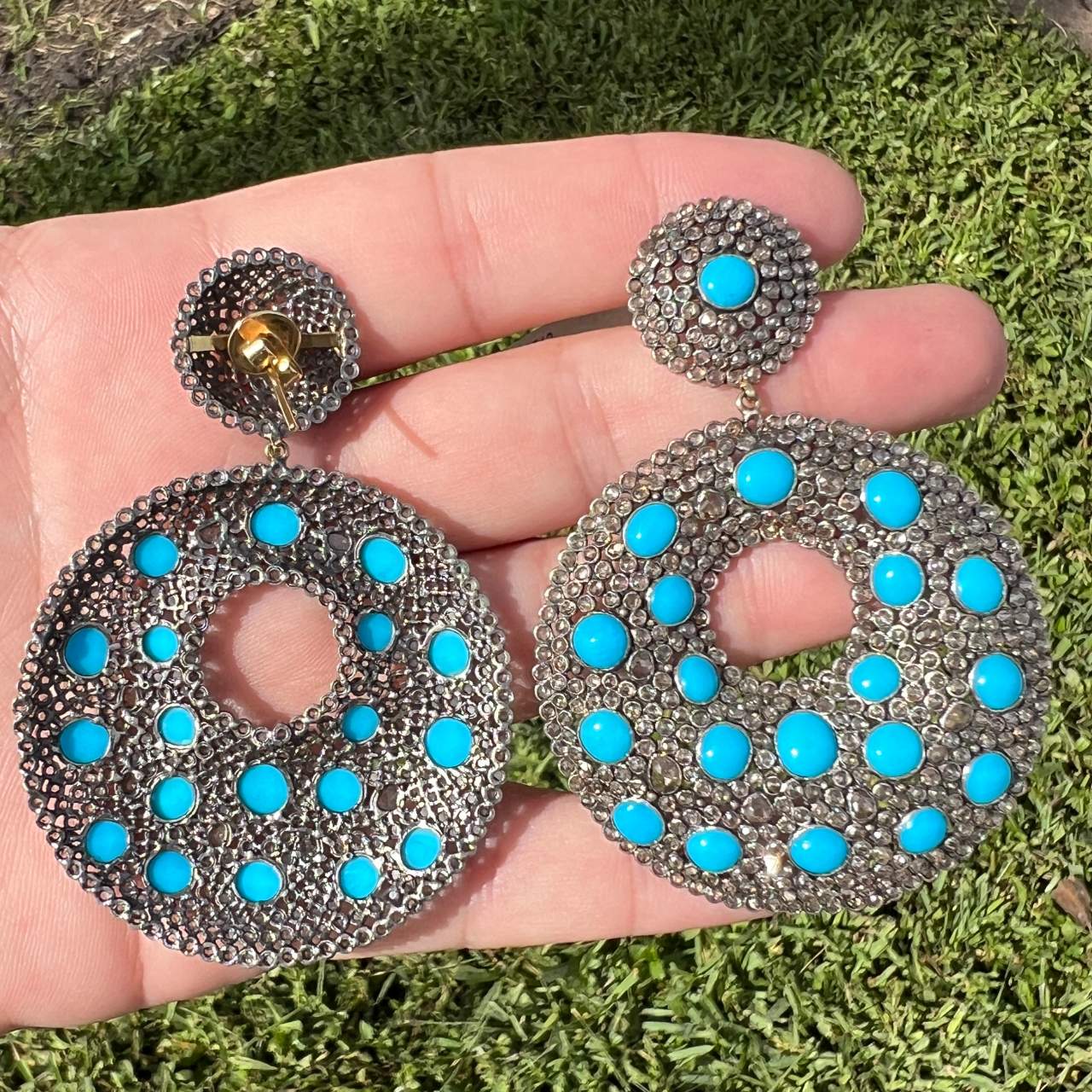 Silver and 18K Diamond Earrings