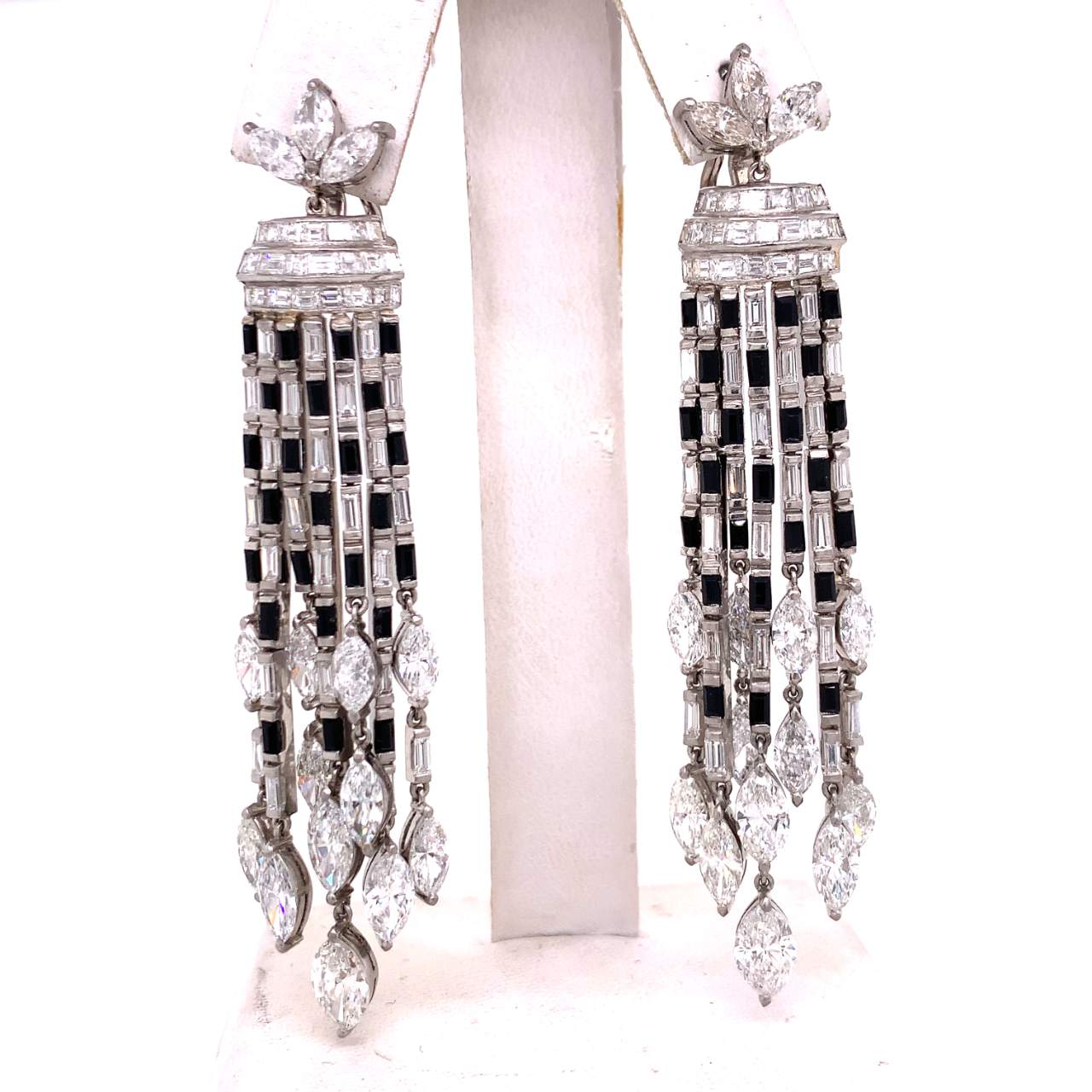 Diamond and Onyx Chandelier Earrings