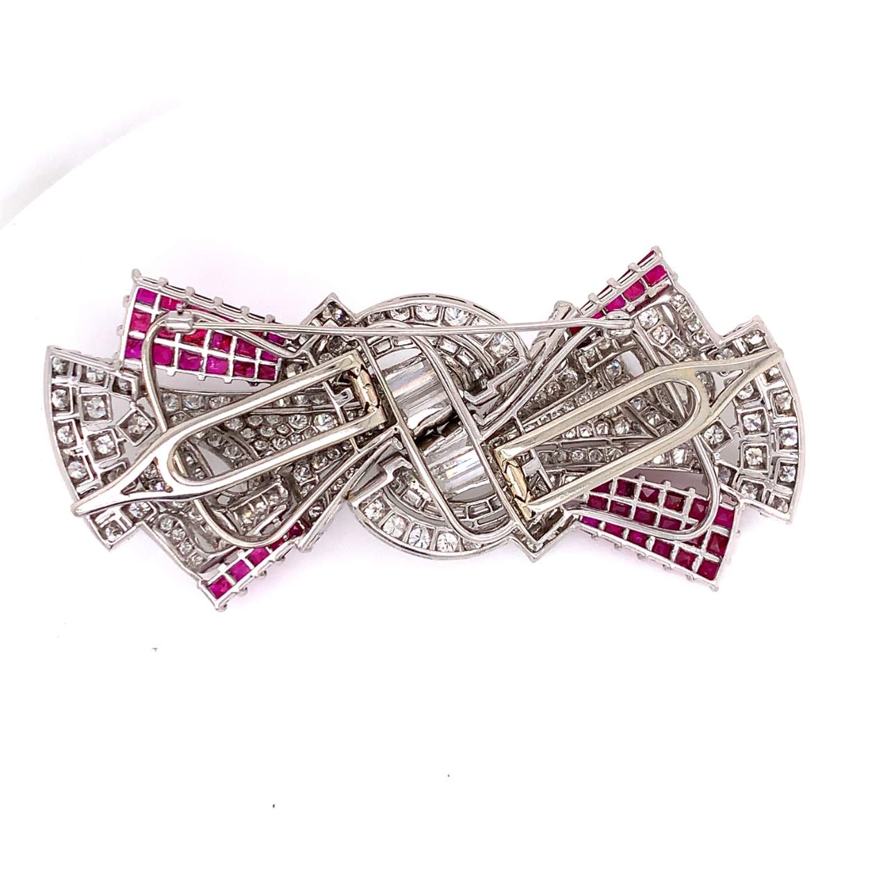 Art Deco Burma Ruby and Diamond Brooch