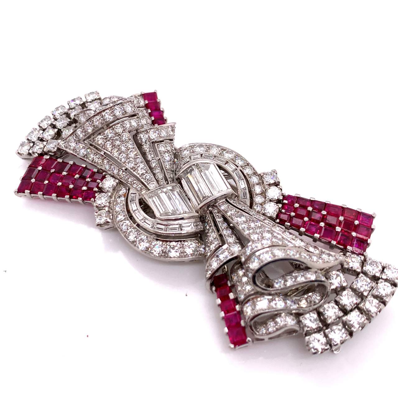 Art Deco Burma Ruby and Diamond Brooch
