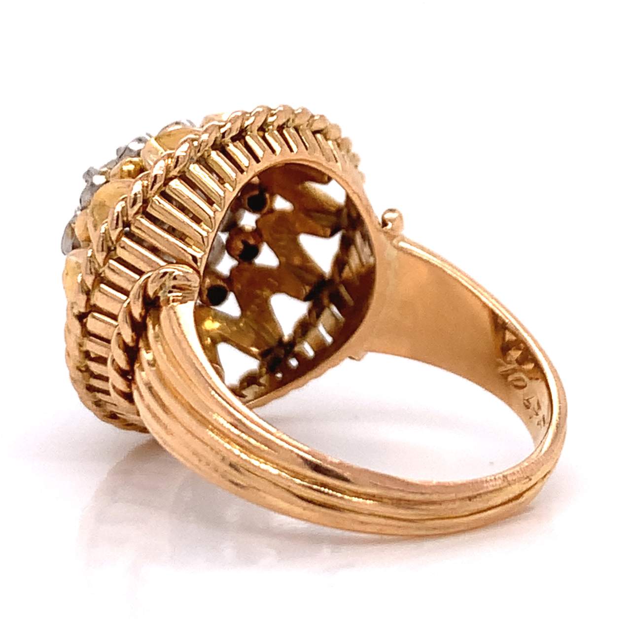 18K Yellow Gold and Platinum Diamond Ring