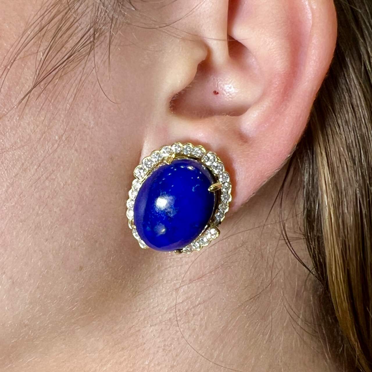 Lapis Lazuli Diamond Earrings