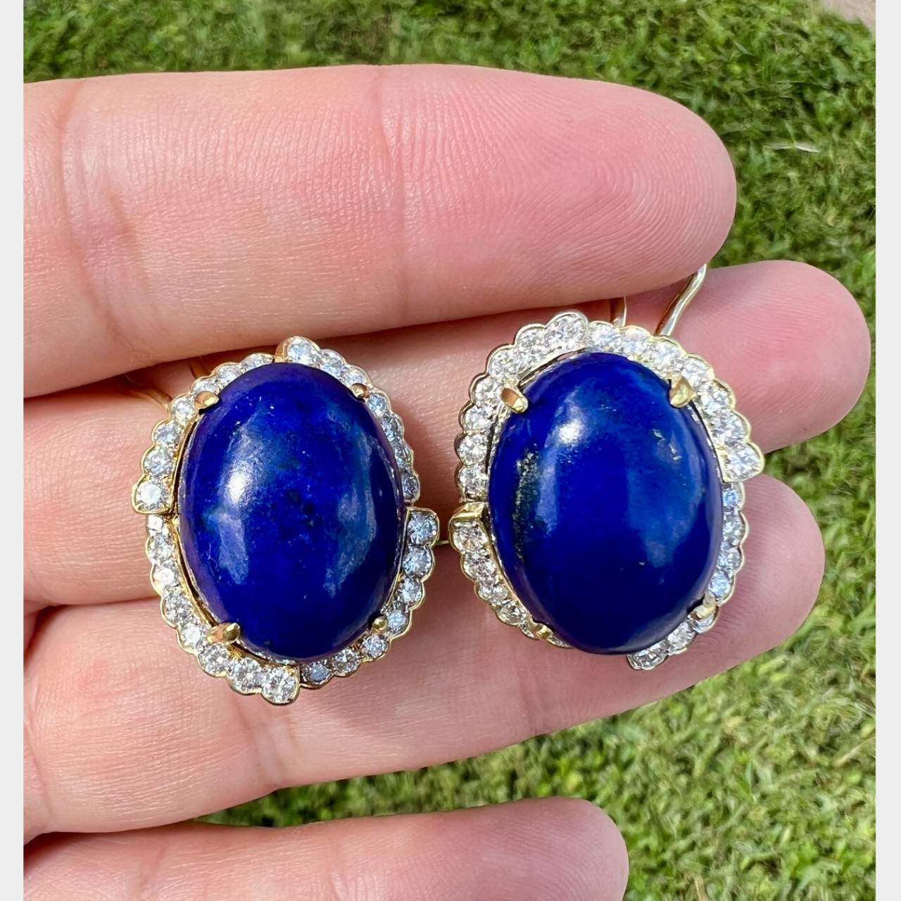 Lapis Lazuli Diamond Earrings