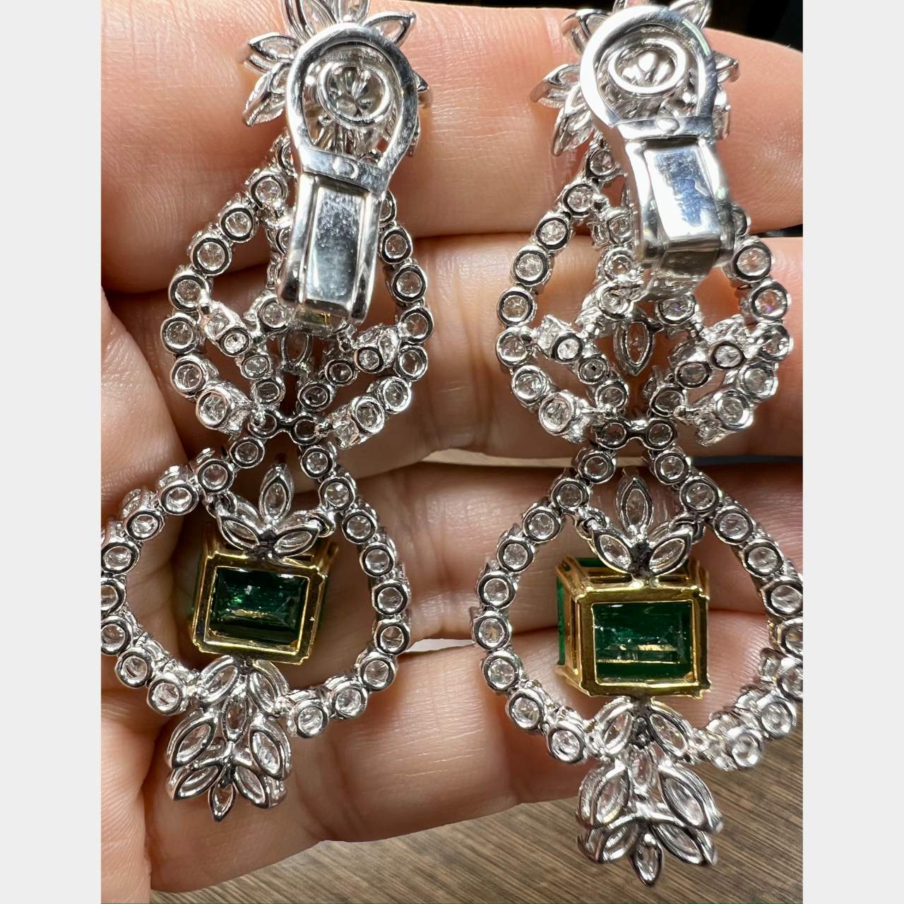 Colombian Emerald and Diamond Chandelier Earrings