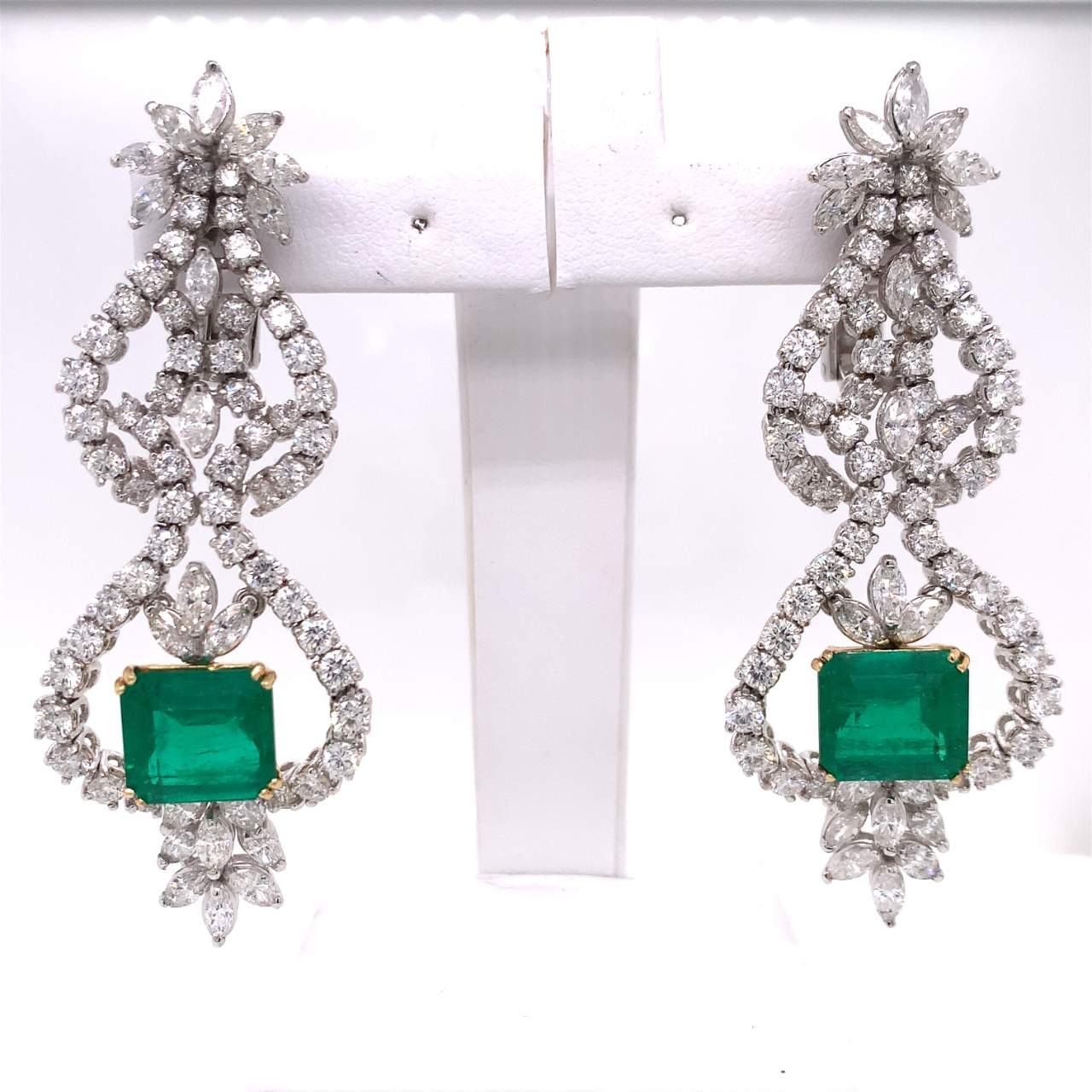 Colombian Emerald and Diamond Chandelier Earrings