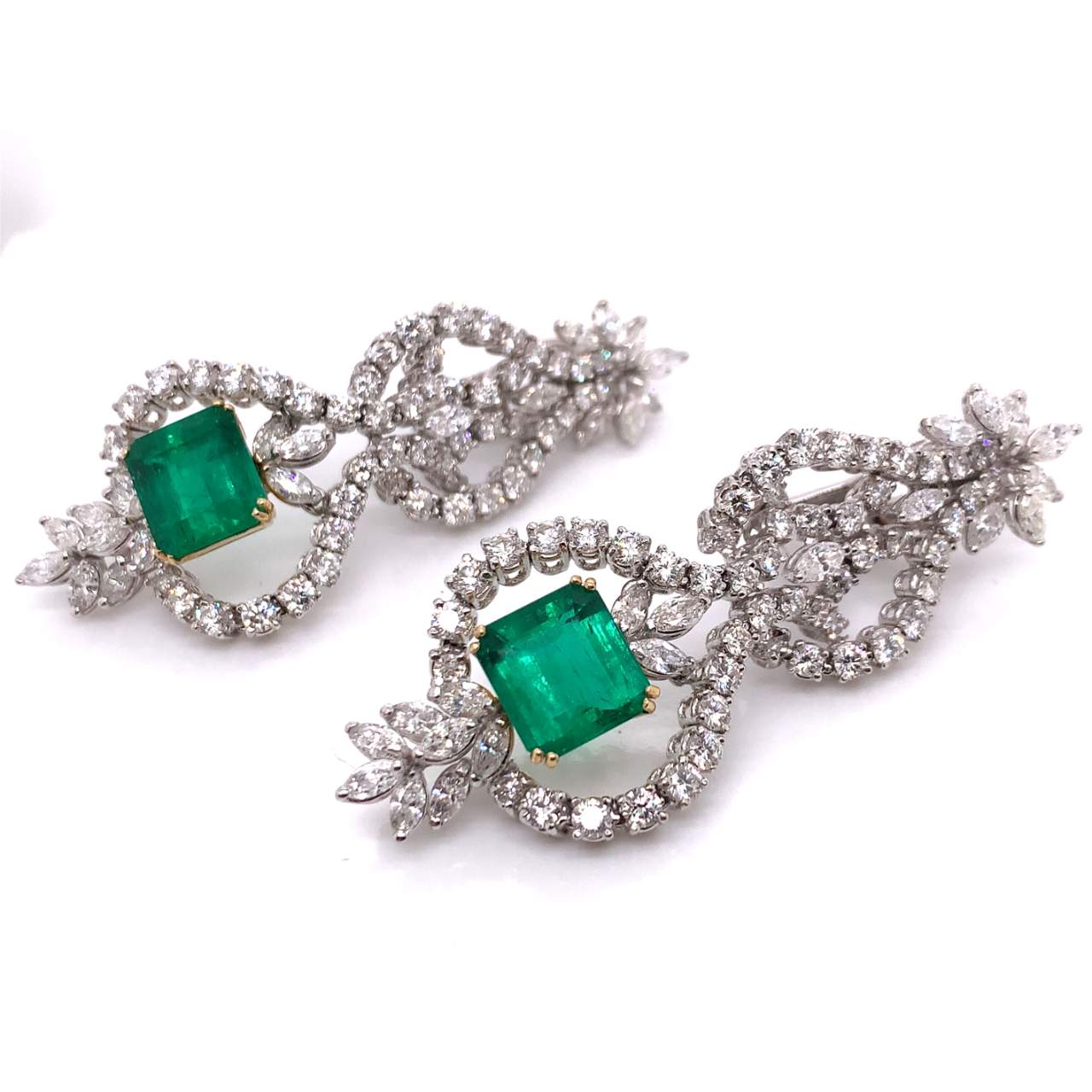 Colombian Emerald and Diamond Chandelier Earrings
