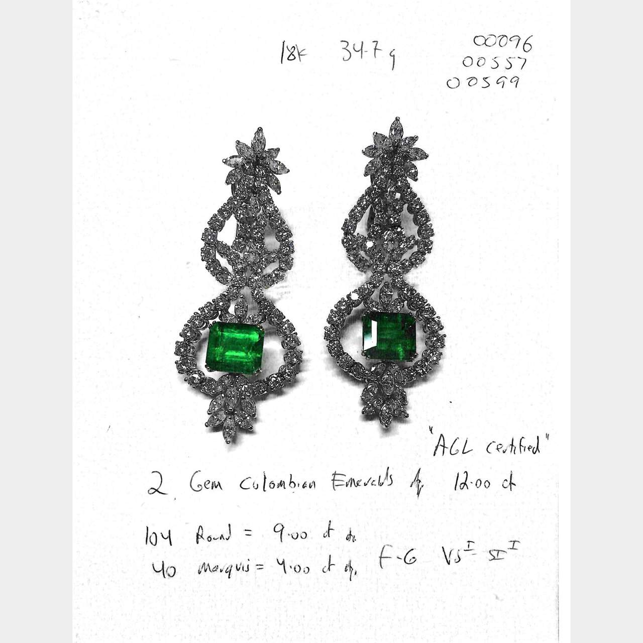 Colombian Emerald and Diamond Chandelier Earrings