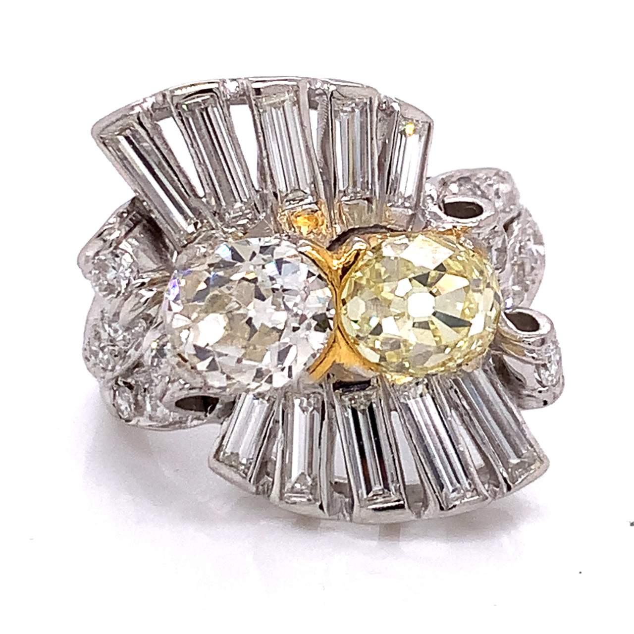 Art Deco Yellow and White Diamond Ring