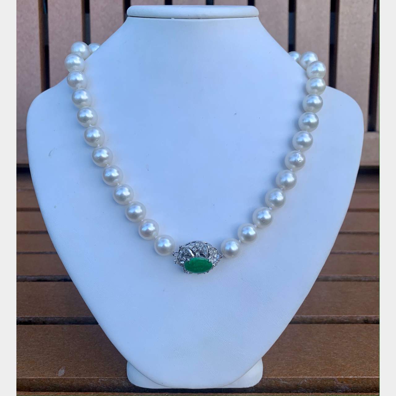 South Sea Pearl and Jade Clasp Necklace