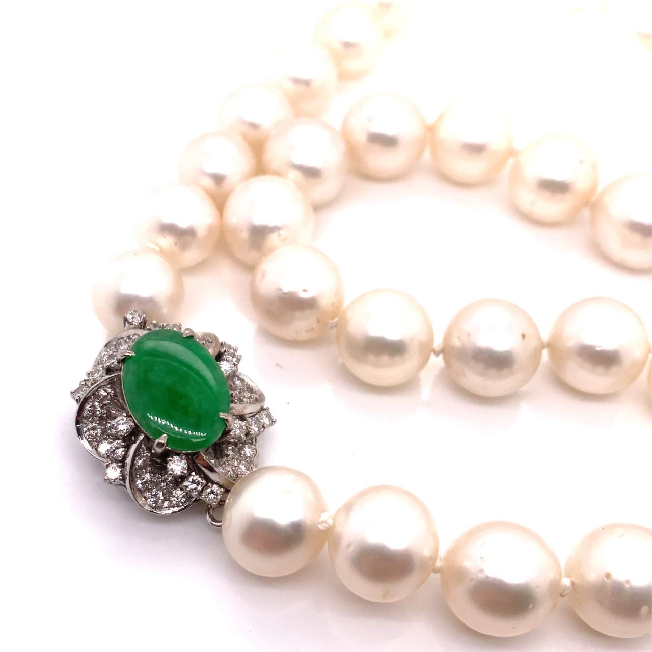 South Sea Pearl and Jade Clasp Necklace