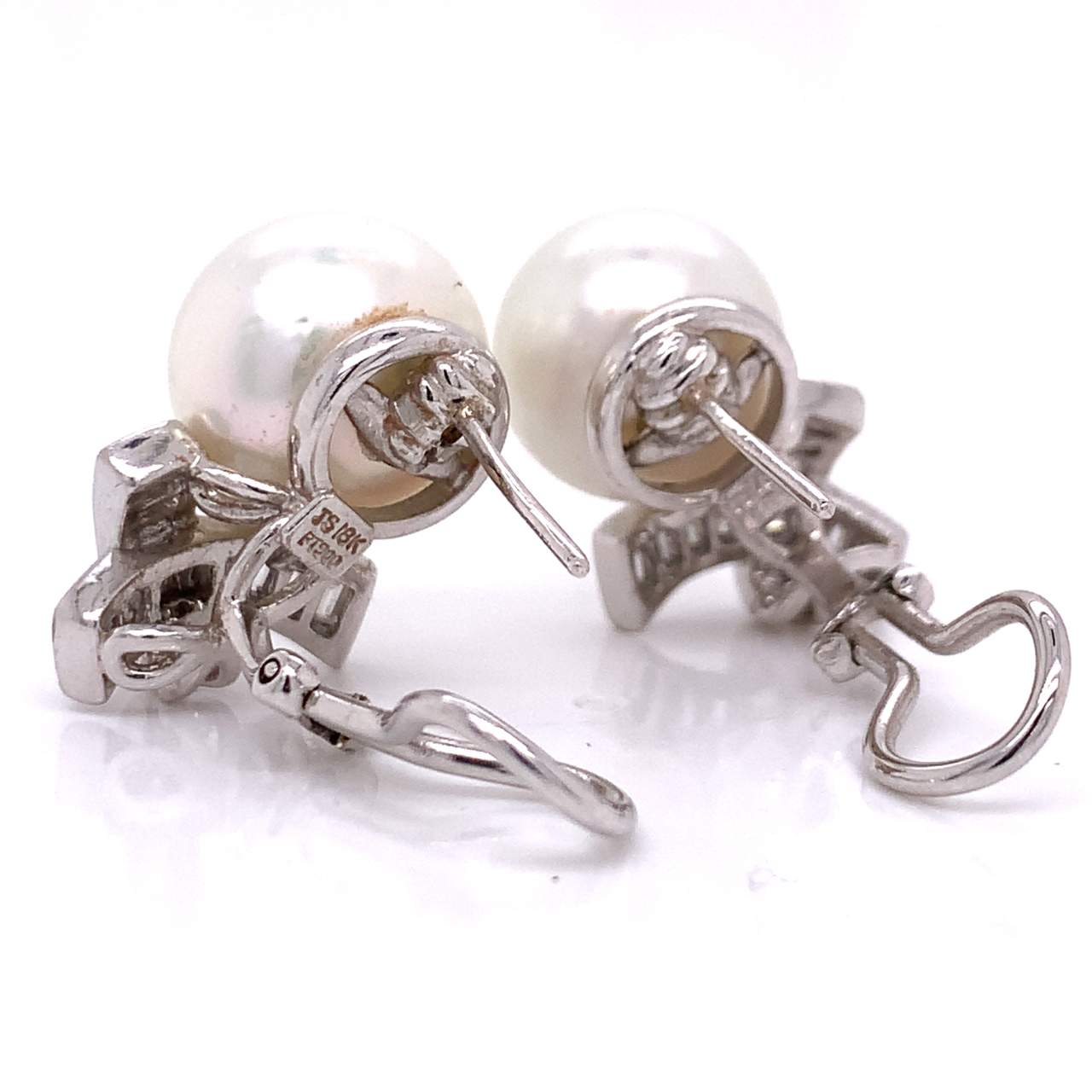 Platinum and 18K South Sea Pearl and Diamond Earrings