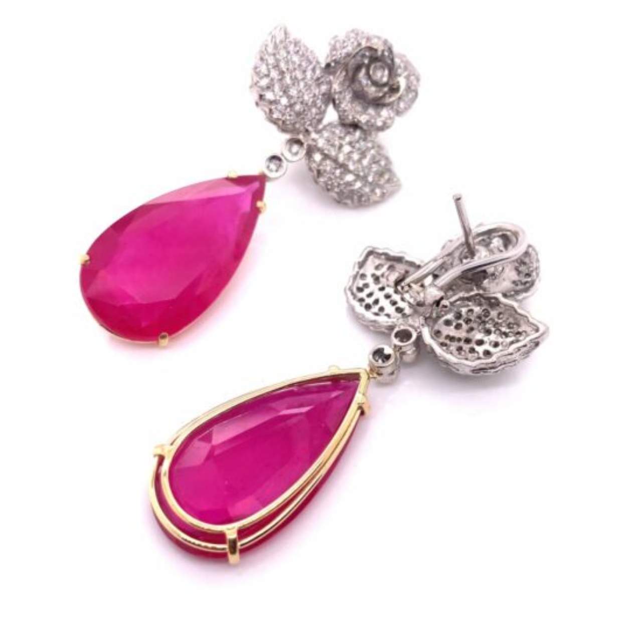 18K White Gold Ruby and Diamond Earrings