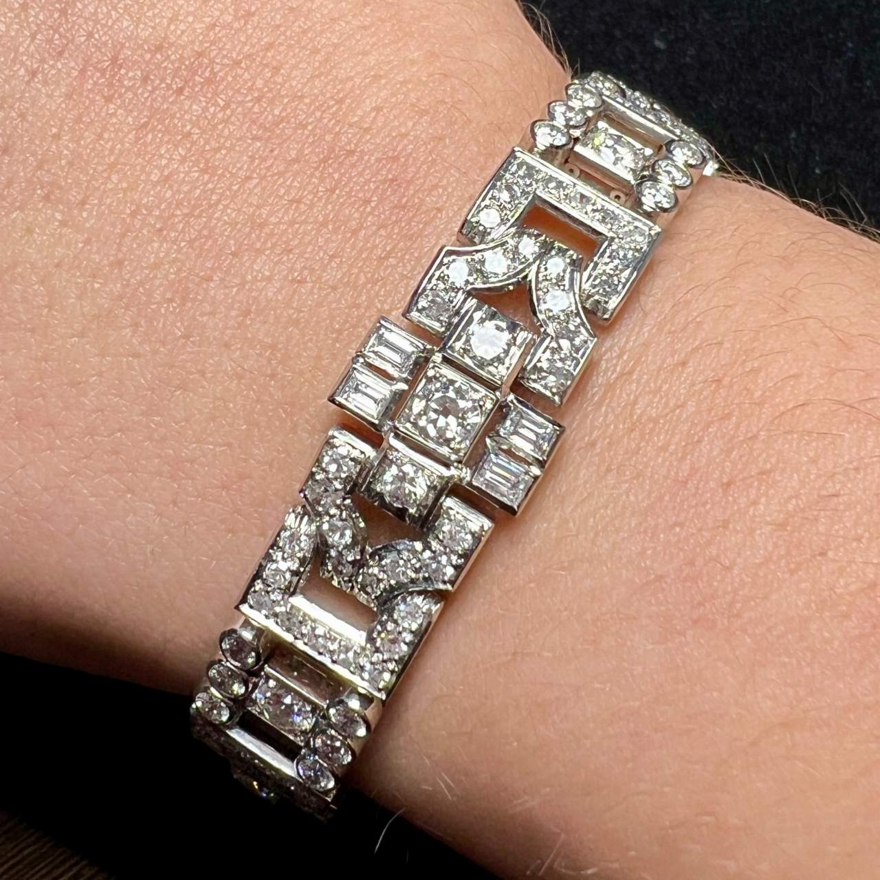 Art Deco Platinum 10.50 Ct. Diamond Bracelet