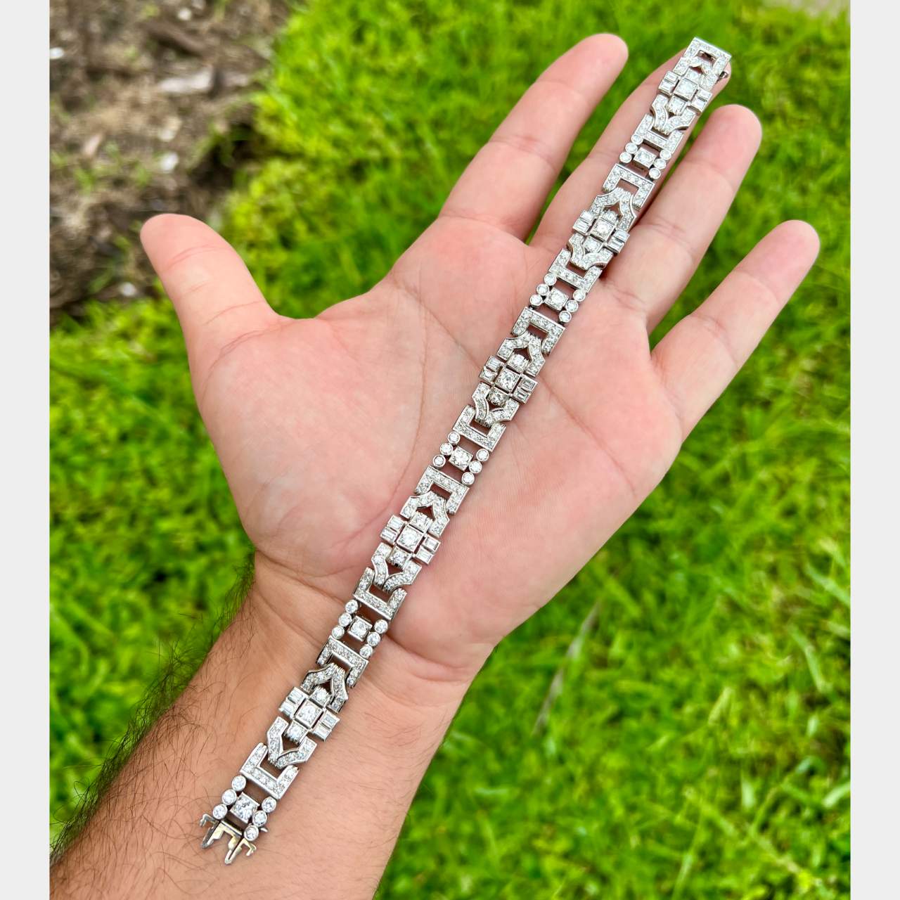 Art Deco Platinum 10.50 Ct. Diamond Bracelet