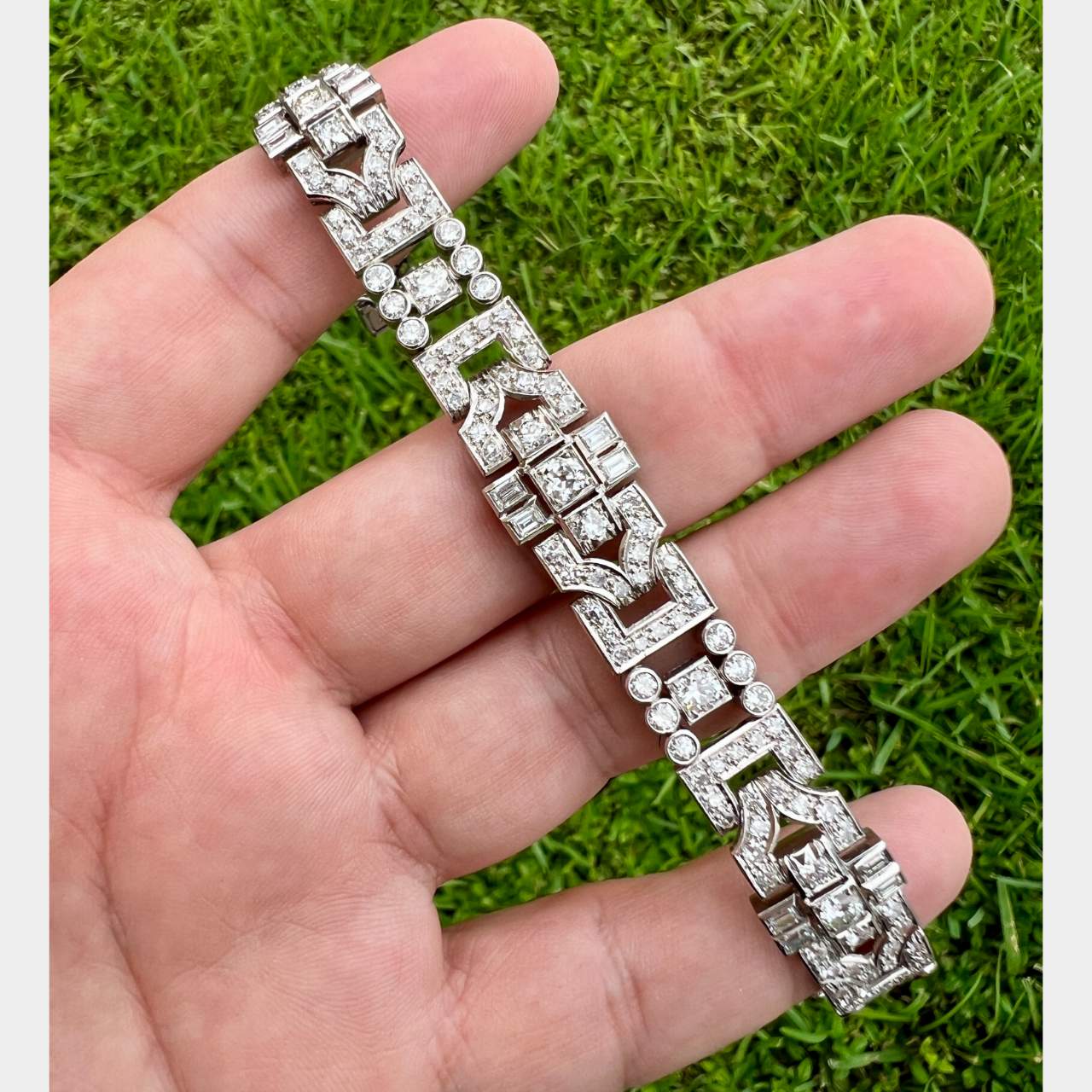 Art Deco Platinum 10.50 Ct. Diamond Bracelet