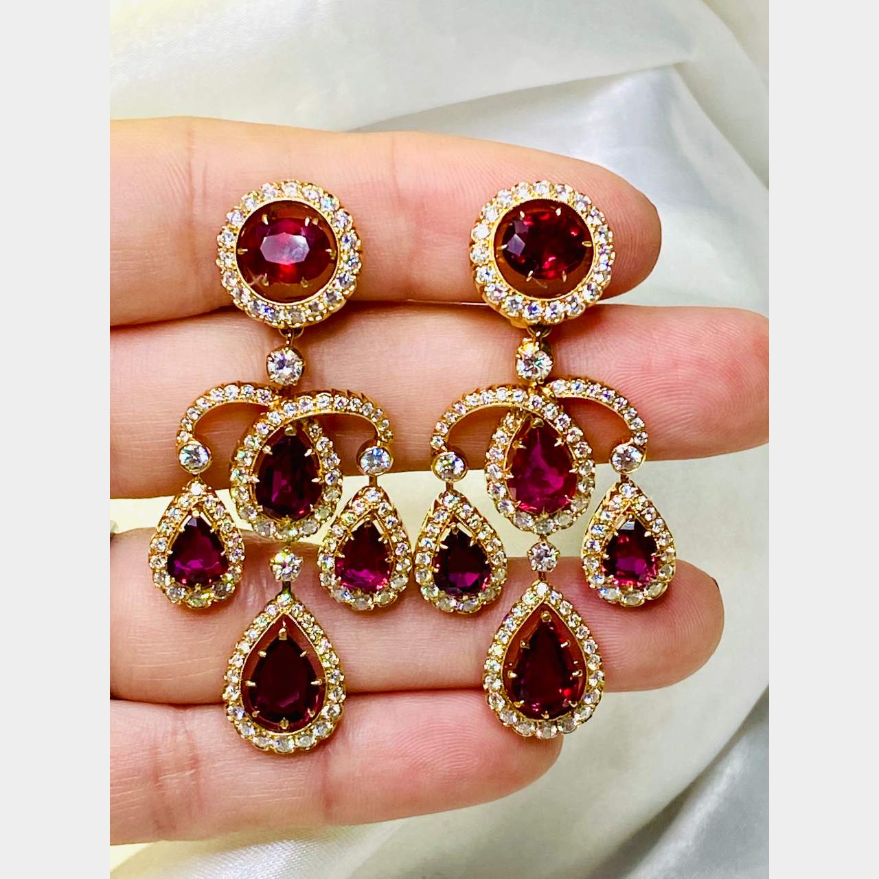 Reza French 18K Yellow Gold AGL Certified Ruby and Diamond Earrings