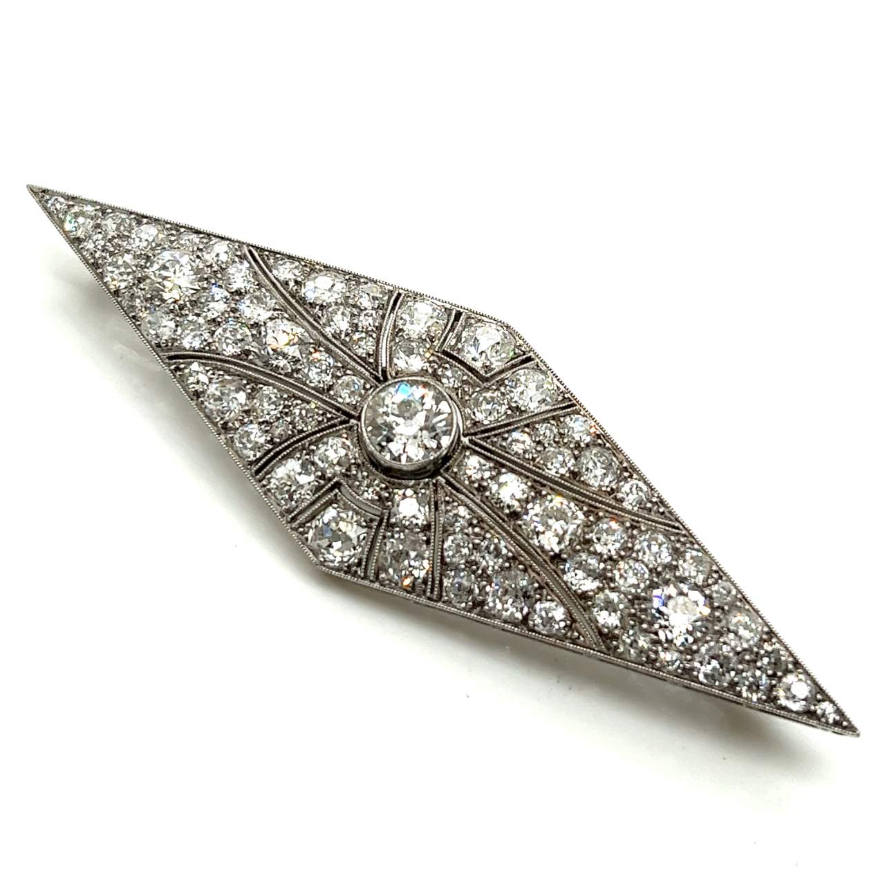 Art Deco Platinum 11.75 Ct. Diamond Brooch