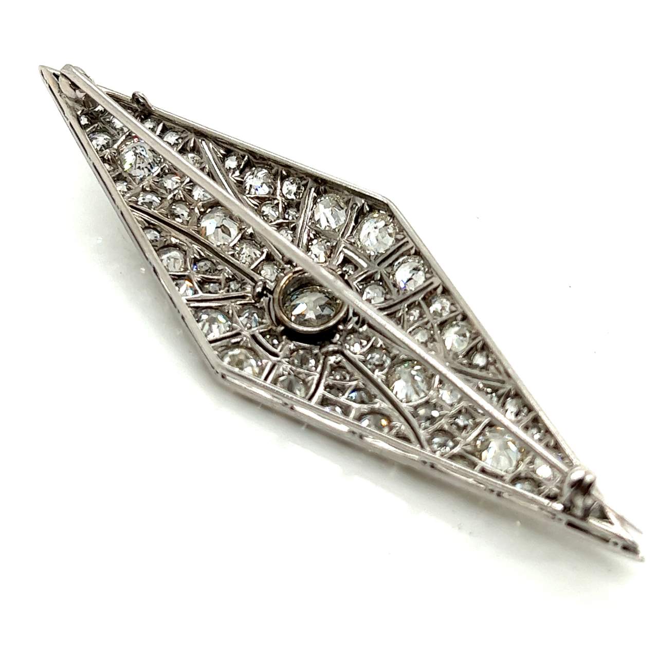 Art Deco Platinum 11.75 Ct. Diamond Brooch
